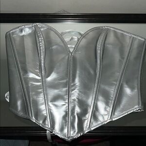 Silver Metallic Corset Top
